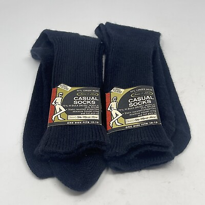 #ad Sears Casual Socks Mens 10 13 Black Orlon Acrylic Nylon USA Vintage New Lot Of 2 $29.99
