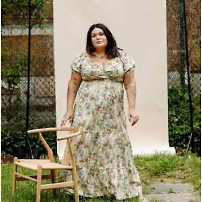 #ad NWT Danielle Bernstein Poplin Floral maxi dress Size 3X $24.00