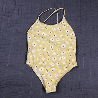 #ad Billabong Swimsuit Women Medium Yellow Flower Lined Swim Pool Beach Boho $21.96