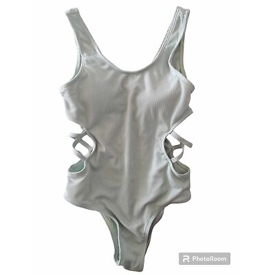 Girls Mint Green One Piece Swim Suite with Side Cut outs Size 140 8 to 10 $9.99
