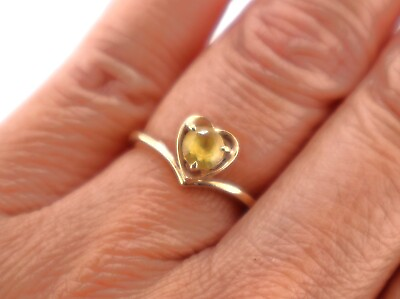 #ad #ad Vintage Citrine Ring Women#x27;s 10k GOLD Heart Jewelry Size $260.00