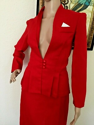 70’s Vintage Red Retro Jacket and Skirt Suit $74.95