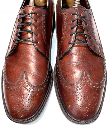 #ad VTG Wingtip Shoes Sears Pebbled Brown Derby Brogue Easy Flex 70127 USA Mens 8 D $73.15