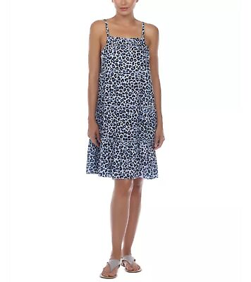 #ad RAVIYA XL Swimsuit Cover Up Dress Animal Print Spaghetti Strap Blue $48 NEW $15.00
