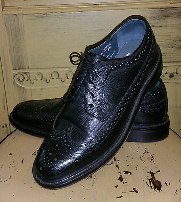 #ad VINTAGE SEARS 74680 BLACK LEATHER WINGTIP DRESS SHOES 10 M GREAT COND OXFORDS $62.99