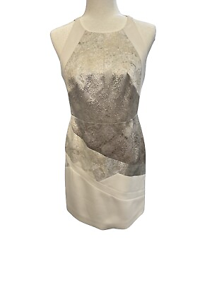 #ad J Mendel Geo Foil Metallic Cutout Illusion Cocktail Dress 12 $295.00