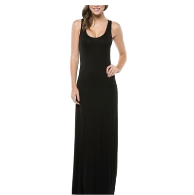#ad Black Maxi Tank Dress Long Womens Size Small Sleeveless $28.00