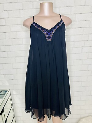 #ad Express Black Beaded Sheer Layered Loose Summer Beach Vacation Party Women’s M $20.00
