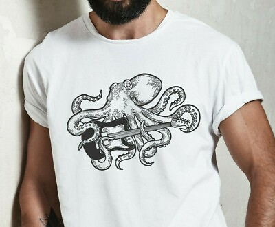 #ad Octopus Playing Guitar Shirt Men#x27;s Funny Shirt Musician T Shirt Gift Guitarist $14.99