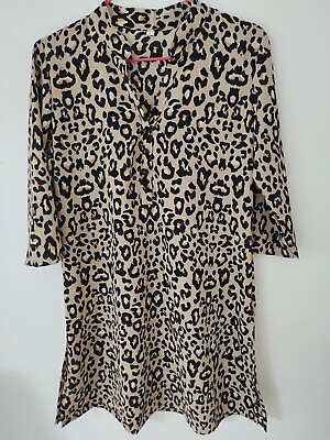 Womens Long Blouses Casual Leopard Printed Ladies New Fashion Size L Girls Tops $12.49