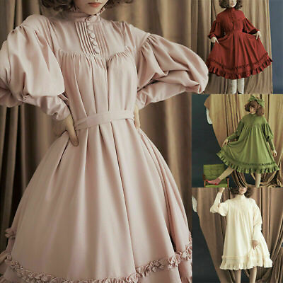 Women Vintage Kawaii Lace Gothic Ruffle Dress Lolita Dress Japanese Cute Dresses $35.99
