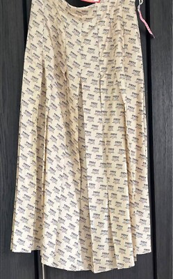 GUCCI Skirt Logo Pleats Women#x27;s Size 44 Silk White $764.13