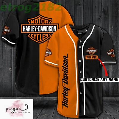 Personalized quot;Harley Davidsonquot; Baseball Jersey For Baseball Fans Baseball Lovers $28.99