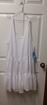 #ad Ladies Wave Zone White Ruffle Swim Suit Cover Up Dress Flowy Comfy 2X 3X Plus $13.94