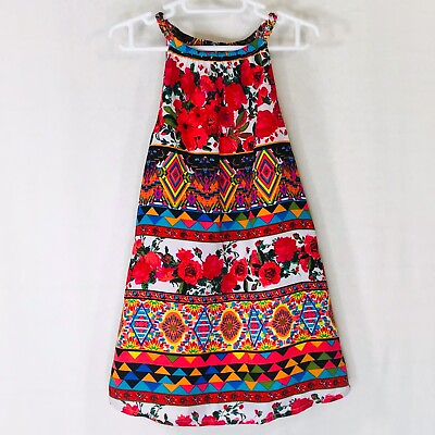 #ad GB Girls Dress Sundress Size 5 Striped A Line Floral Geometric $8.40