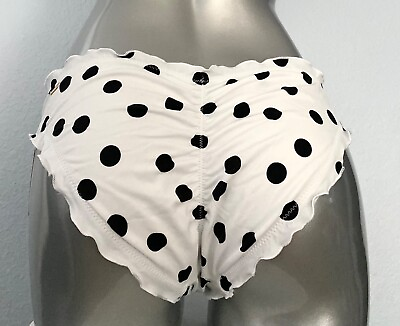 Victorias Secret Nwt White Black Dot Capri Ruffle Cheeky Ruched Bikini Bottom $26.99
