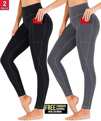 2 PACK Heathyoga Yoga Leggings Pants for Women with Pockets High Waisted $19.99