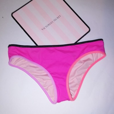 #ad Victoria Secret Swim Suit Bikini Bottom Classic Hipster Pink Lotus Colorful Trim $23.99