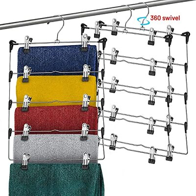 #ad 5 Tier Skirt Hangers with Clips 3 PK Pant Hangers Space Saving Hangers in one... $33.78