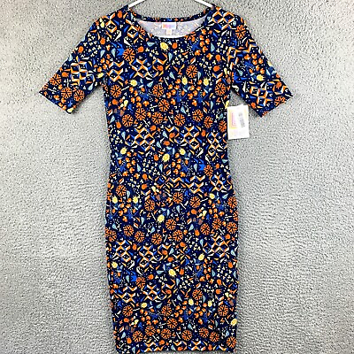 #ad LuLaRoe Julia Dress Womens XXS Blue Orange NEW Pencil Skirt Dress Casual NWT $9.99