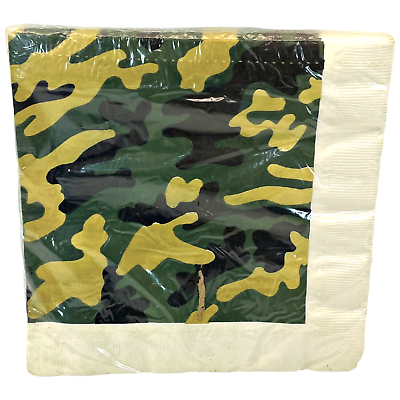 #ad Camofare Camouflage Paper Dinner Napkins NOS Party Fall Football Army Hunting $14.99