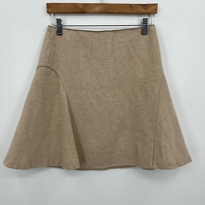 Massimo Dutti Short Skirt Women#x27;s 6 Beige A line Style Zip Wool Blend $26.95