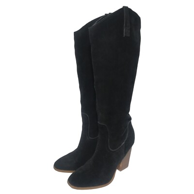 #ad Crown Vintage Black Magyie Suede Knee High Retro Boho Boots Women#x27;s Size 10M $35.00
