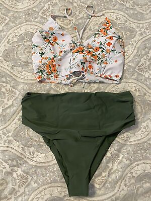 #ad #ad New Women#x27;s Shein Swimwear High Waisted Bikini Set Striped Top Sz L NEVER USED $17.59
