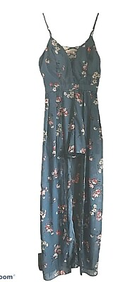 #ad #ad Crystal Doll Womens Slip Dress Blue Pink Floral Adjustable Straps Maxi Juniors 3 $16.63