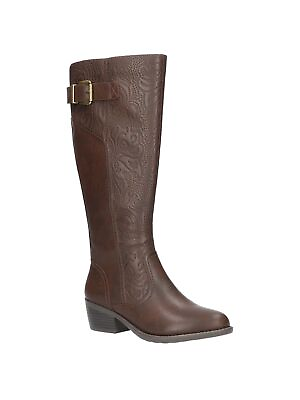 #ad EASY STREET Womens Brown Wide Calf Arwen Plus Stacked Heel Heeled Boots 7.5 W $17.99