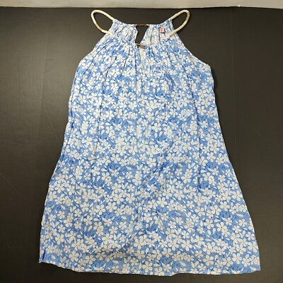 #ad BoHo Australia Mini Sun Dress Women Large Tiered Flowy Blue Stretch Summer $12.00