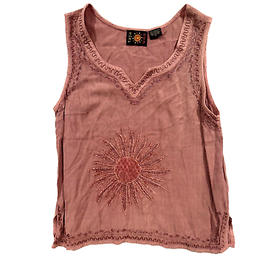#ad Raya Sun Hippie Festival Embroidered Floral Tank Small $19.95