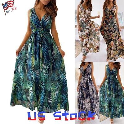 #ad Womens Floral Summer Boho Long Maxi Dress Ladies Beach Holiday Swing Sundress US $22.39