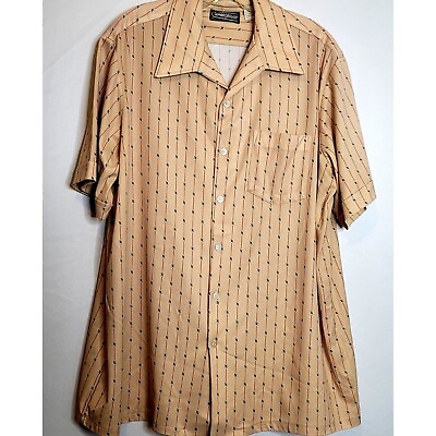 #ad Vintage 70s Polyester Button Up Shirt Sportswear Sears Size XL Brown Mens $39.99