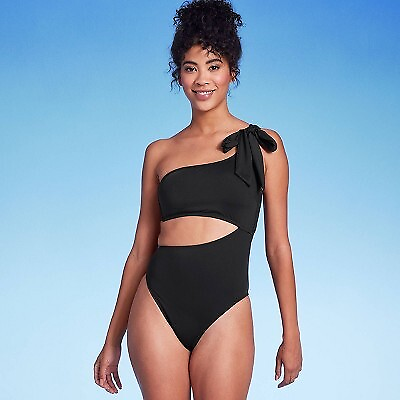 Women#x27;s One Shoulder Bow Cut Out One Piece Swimsuit Shade amp; Shore $7.99