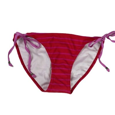 #ad INGEAR Women#x27;s Swim Bottom Bikini Style Size M Side Ties Red Pink Striped $20.30
