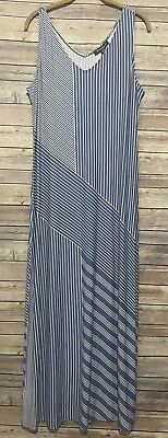 #ad NWT Tommy Bahama Lucca Lines Size XL Blue White Tank Maxi Long Dress * $49.00