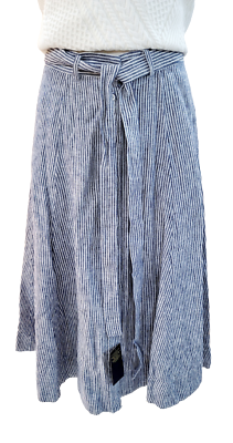 Polo Ralph Lauren Women Skirt Long Stripe A Line White Blue $44.00