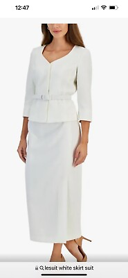 #ad LESUIT SKIRT SUIT IVORY SIZE 14 NEW WITH TAG RETAIL$240 LINED LONG SKIRT $89.99