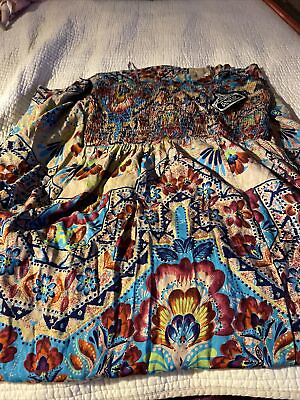 #ad Boho New With Tags No Sleeves Summer Dress Cotton Soft Colorful $25.40
