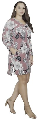 NEW womens plus dress size 3x boho floral tunic work cruise pockets gorgeous NWT $24.50