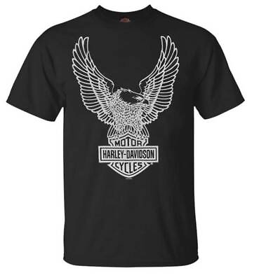 #ad Harley Davidson Men#x27;s T Shirt Eagle Graphic Short Sleeve Tee Black Tee 30296656 $29.95