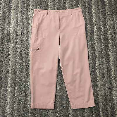 Talbots Womens Pants Pink Size 14w Cargo Pant Plus Casual Cotton Linen Blend $24.49
