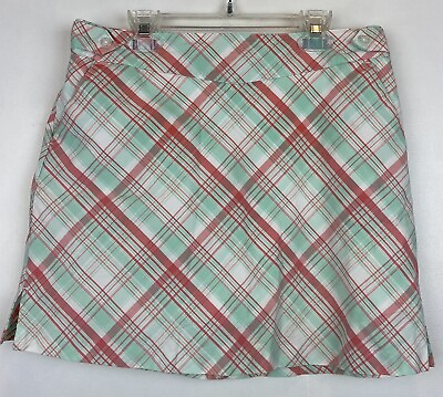 #ad Lady Hagen Sz 6 Golf Skort Green Pink Plaid Skirt Women#x27;s Cotton Blend $15.99