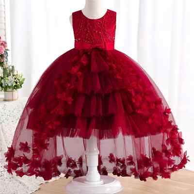 #ad Girl lace dress flower sequin trailing princess carnival party formal dress $48.31