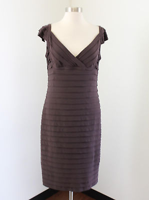Adrianna Papell Brown Tiered Layered Cocktail Evening Dress Size 12 Sleeveless $29.99
