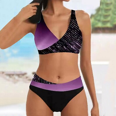 #ad Women#x27;s High Waisted Two Pieces Set Swimsuit plus Size Swimwear 24w $14.31