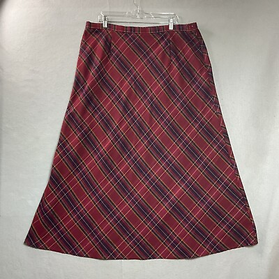 #ad Cato Skirt Women Plus 1X 20W Red Plaid Maxi Modest Christmas Holiday Work Church $27.98