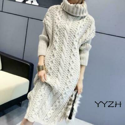 Women high collar sweater Thicken Pullover Dress Long Blouses Slim Fit Tops DIW@ $54.86