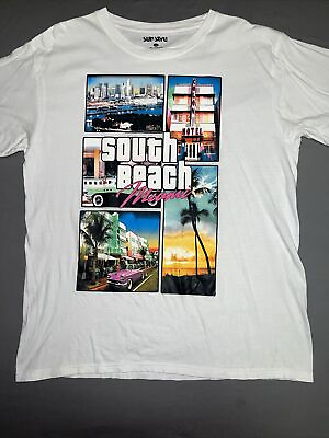#ad Surf Style South Beach Miami Graphic T Shirt Men L Grand Theft Auto Style 1877 $14.99